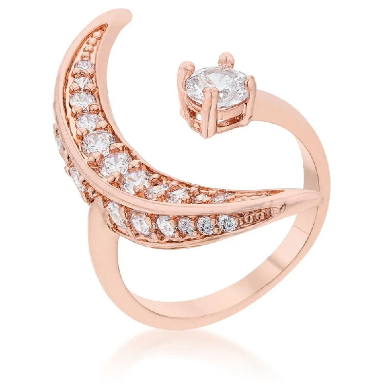 Women’s platinum diamond rings-Luna .75Ct Cz Rose Gold Delicate Ring