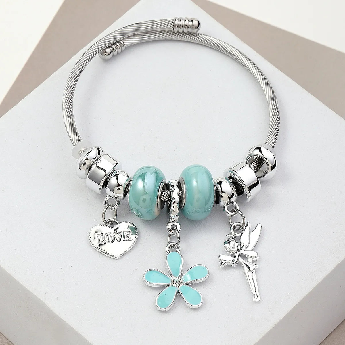 Women’s chic bracelets-Original Design Flower Stainless Steel Plating Bangle