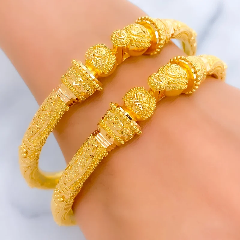 Women’s birthstone bracelets-Beautiful Lush 22k Gold Pipe Bangles