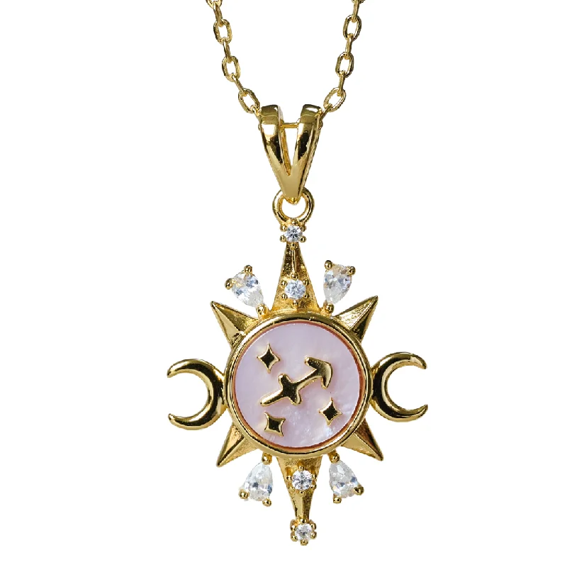 Women’s sterling silver necklaces-Celestial Horoscope Pendant - Sagittarius