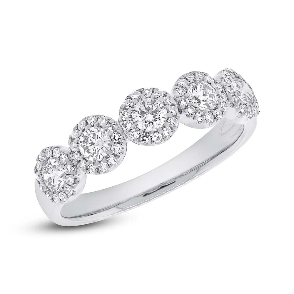 Women’s vintage engagement rings-14K White Gold 5-Cluster Diamond Ring