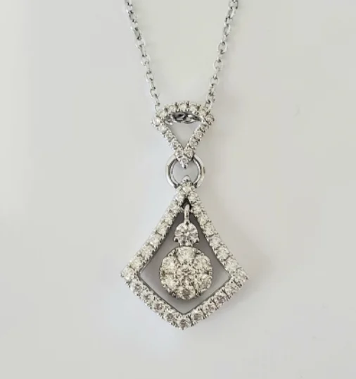 Women’s fashion chain necklaces-14kt White Gold Diamond Pendant