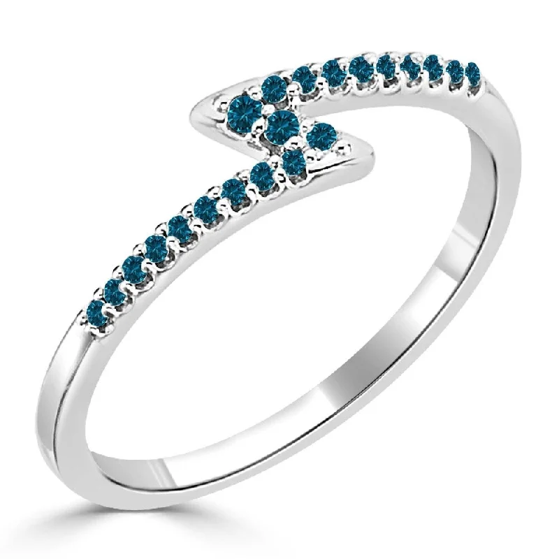 Women’s geometric rings-Auriya 1/8cttw Petite Zig Zag Stackable Blue Diamond Ring 10K Gold