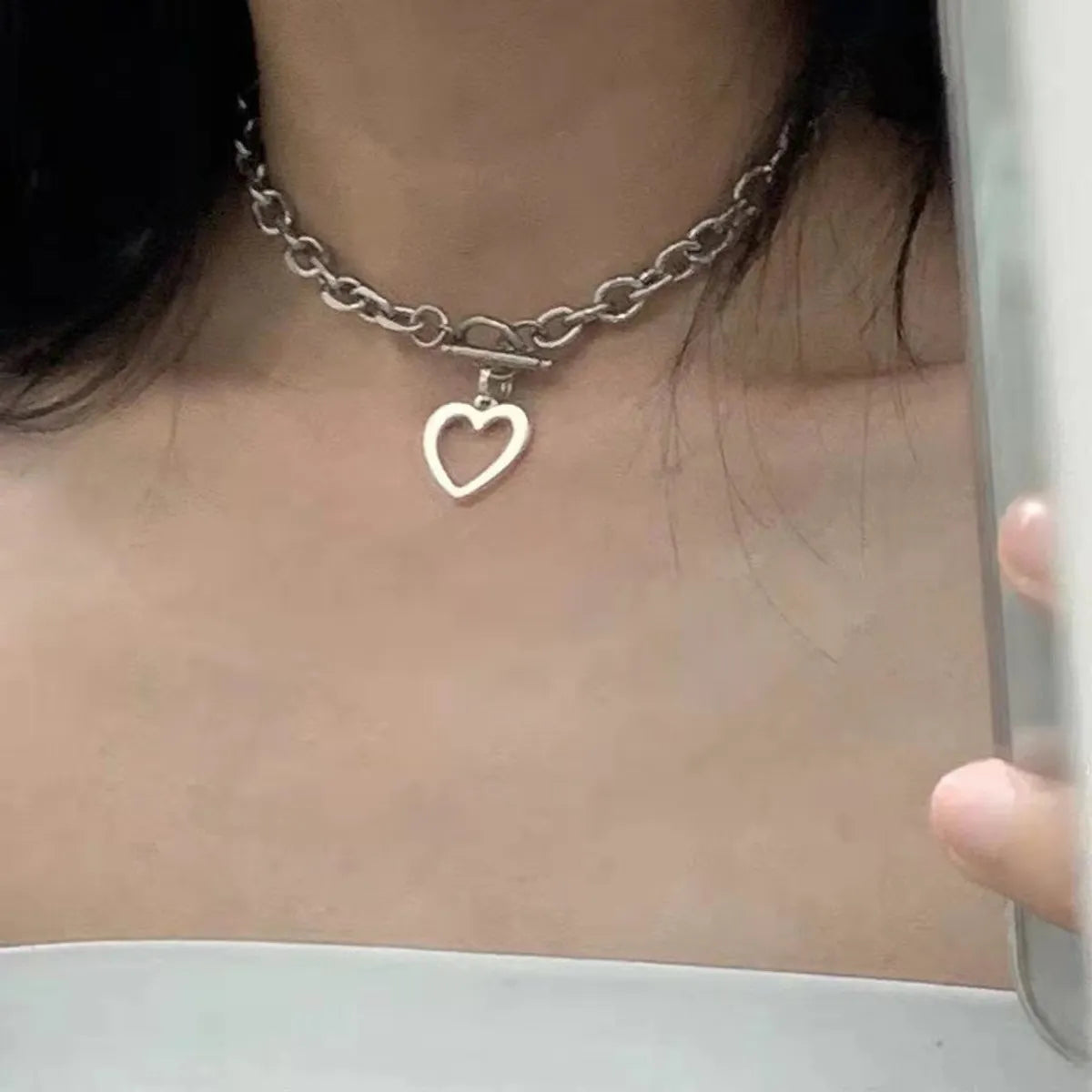 Women’s long necklaces-Ig Style Simple Style Heart Shape Alloy Toggle Women's Pendant Necklace