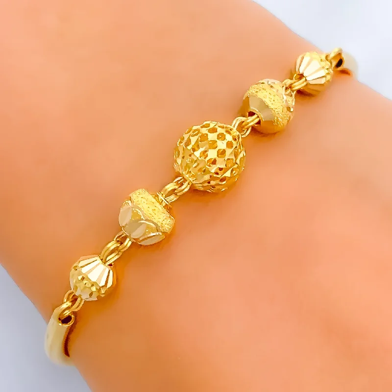 Women’s adjustable bracelets-Unique Netted Orb Flexi 22k Gold Bangle Bracelet