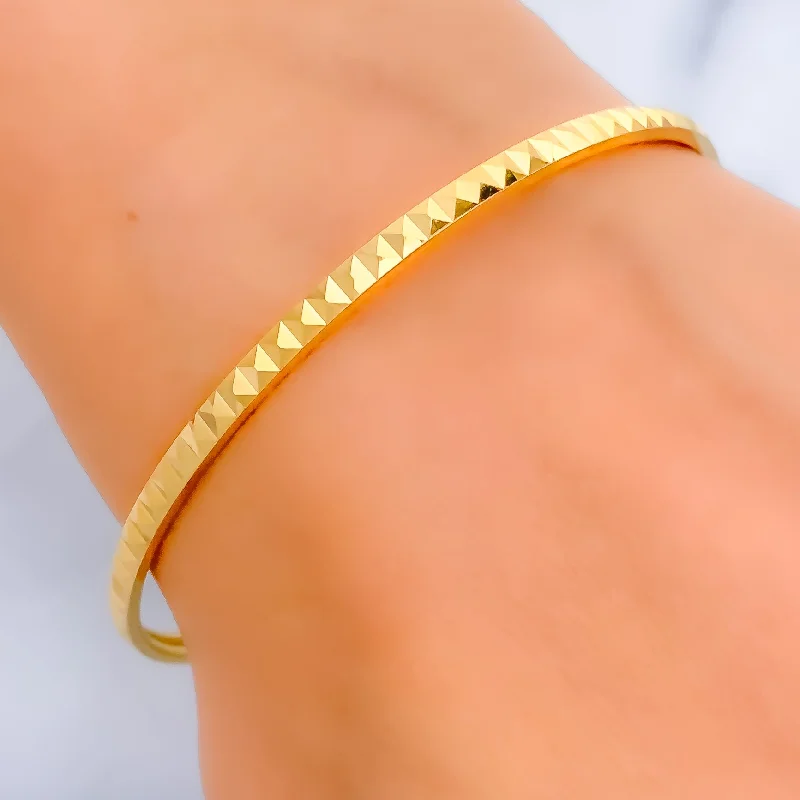 Women’s silver tennis bracelets-Reflective Faceted 22k Gold Bangle