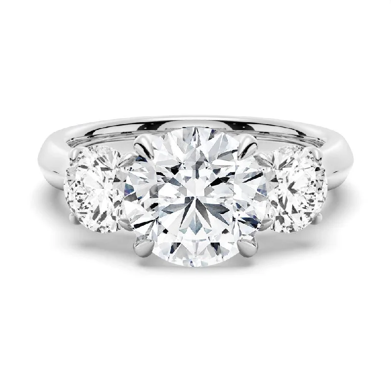 Women’s bold engagement rings-2 CT. Knife-Edge Three Stone Round Moissanite Engagement Ring