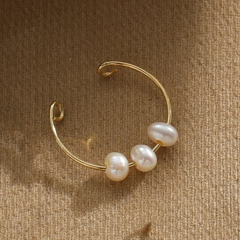 (3 Freshwater Pearls) 14K Real Gold