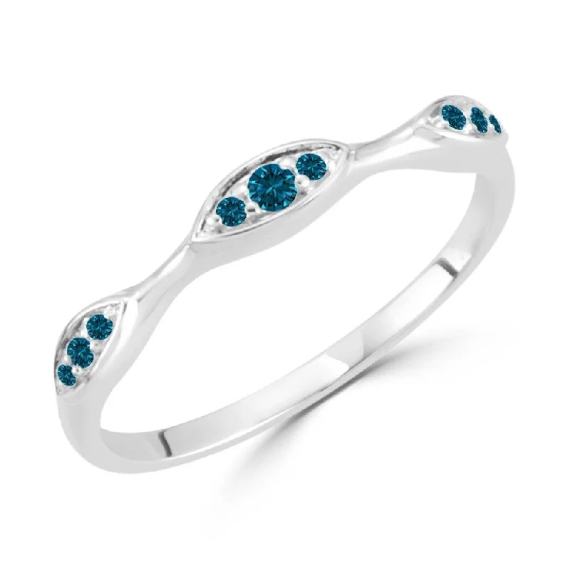 Women’s stackable rings with diamonds-Auriya Stackable Petite Blue Diamond Ring 1/10ctw 10k Gold Ultra-thin