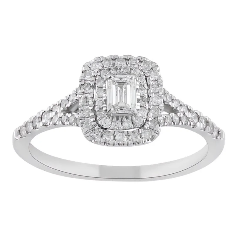 Women’s vintage-inspired diamond engagement rings-1/2ctw Diamond Double Halo Engagement Ring