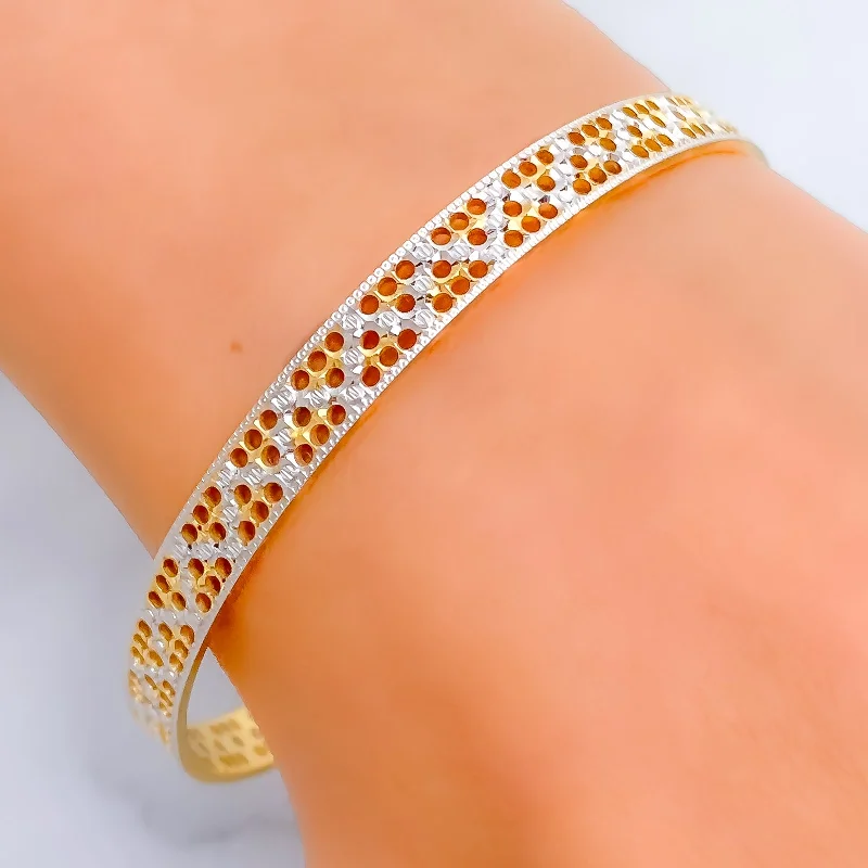 Women’s bangles with charms-Charming Checkered 22k Gold Bangle