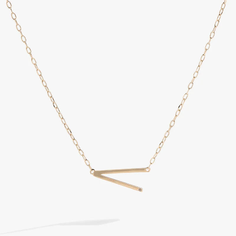 Women’s fashion necklaces-Initial V Precious Elongated Necklace