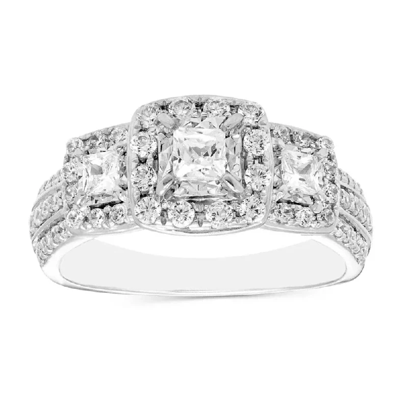 Women’s antique style engagement rings-1ctw Diamond Halo Engagement Ring