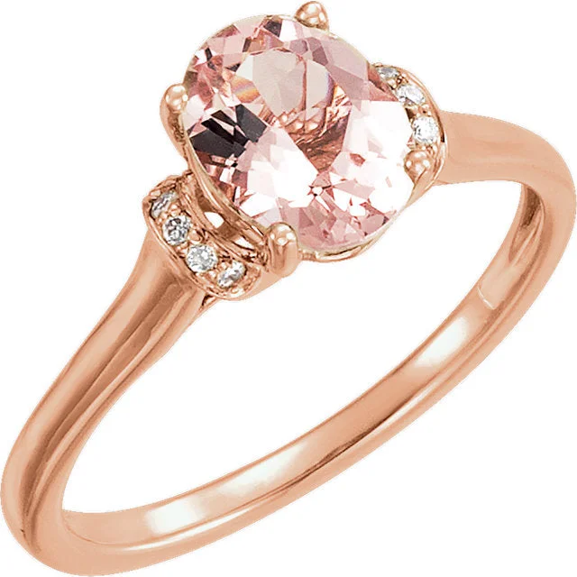 Women’s engagement rings with morganite-14K Rose Morganite & .05 CTW Diamond Ring