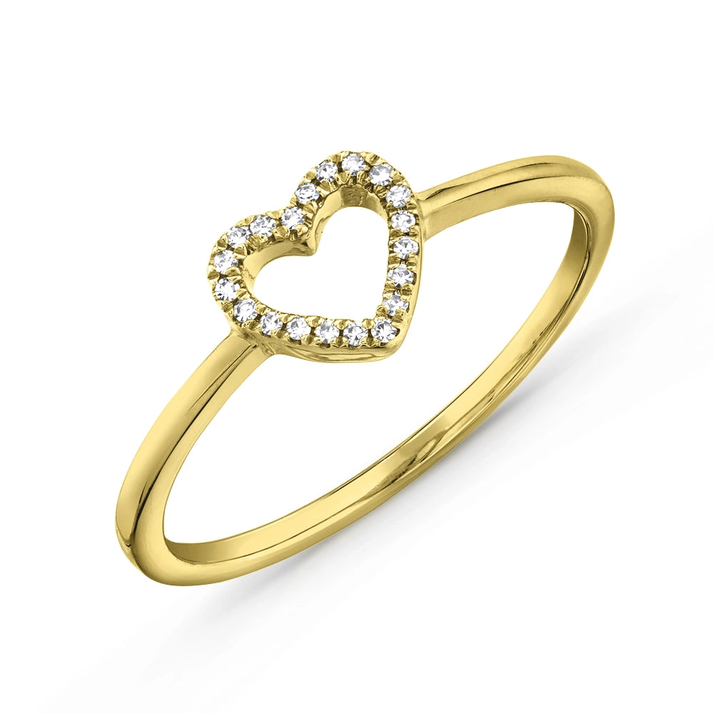 Women’s cathedral engagement rings-14K Yellow Gold Heart Diamond Ring