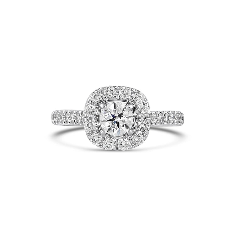 Women’s luxury engagement rings with diamonds-Neil Lane 14K White Gold Mounted Diamond Ring with Cushion Halo (Estate)