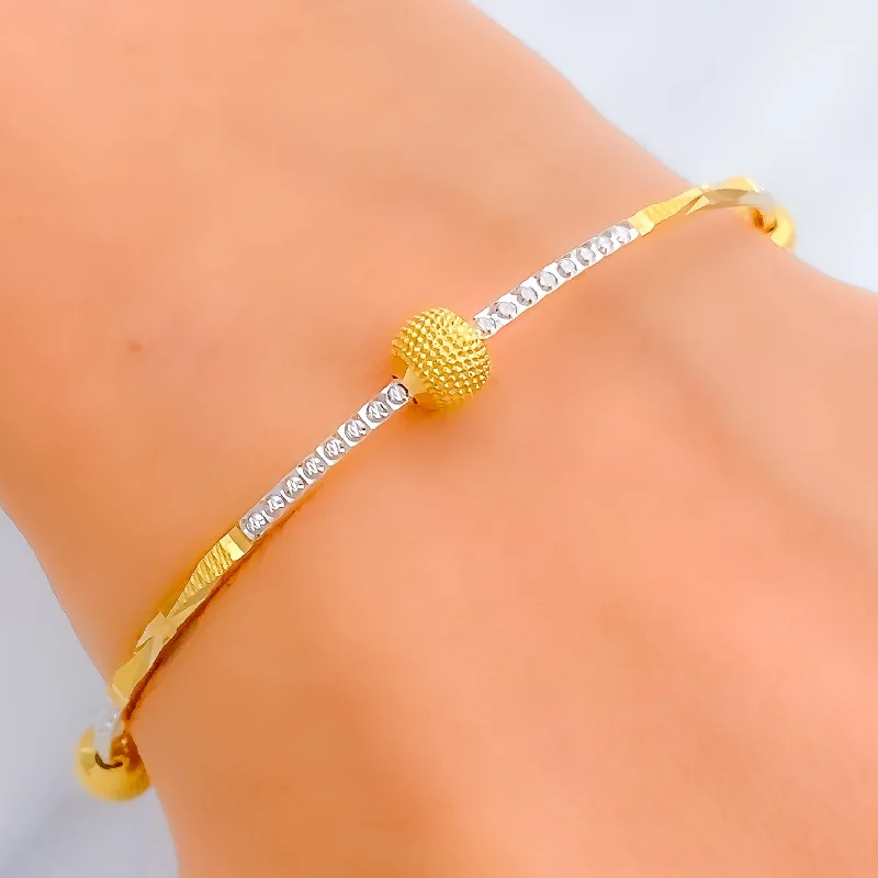 Women’s delicate silver bracelets-Vibrant Orb 22k Gold Bangle