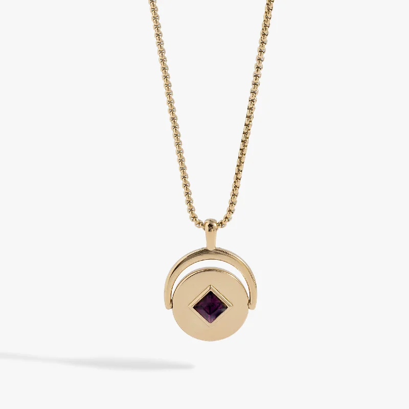 Women’s minimalist necklaces-February Birthstone and Flower Flip Charm Necklace