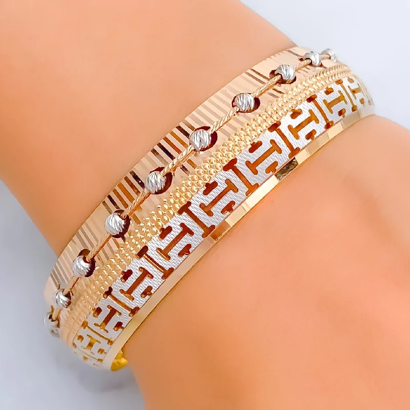 Women’s infinity bangles-Glamorous Dynamic 22k Rose Gold Beaded Bangle