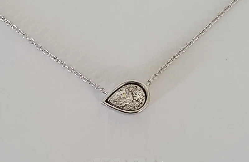 Women’s sterling silver heart necklaces-14kt White Gold East-West Set Pear Shaped Diamond Necklace