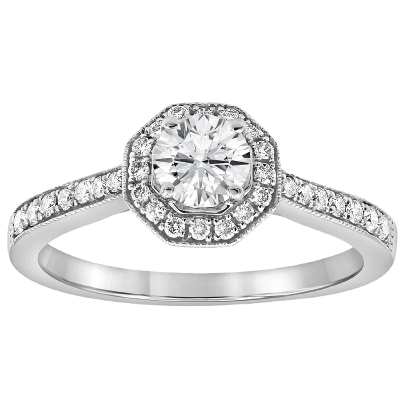 Women’s affordable engagement rings-3/4ctw Diamond Halo Engagement Ring