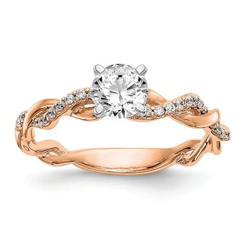 Women’s modern solitaire engagement rings-14k Rose Gold Criss-Cross Diamond Engagement Ring 0.61CTTW