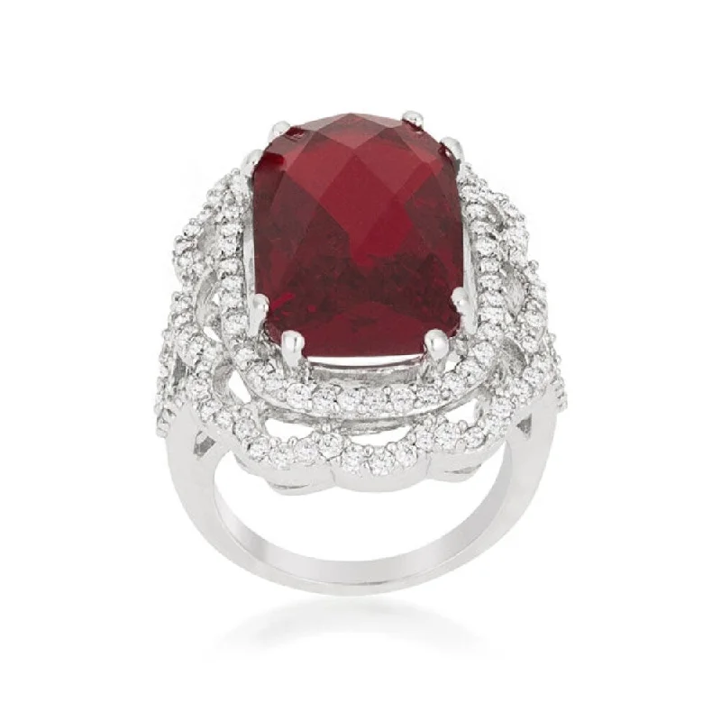 Women’s ruby rings-Red Cocktail Crest Ring