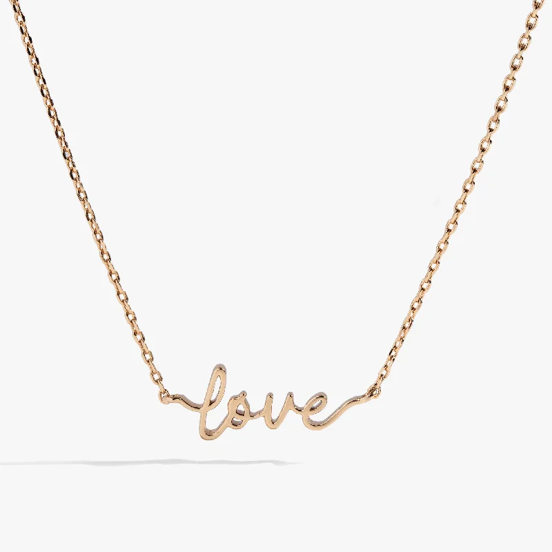 Women’s chic statement necklaces-Love Script Chain Necklace