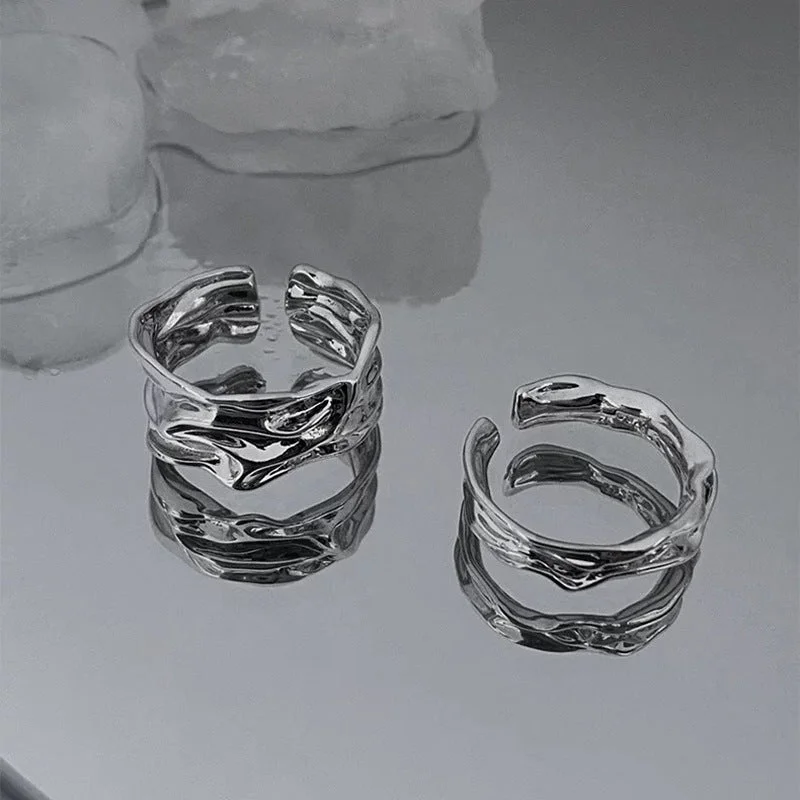 10# Silver Geometric Ring (Set of 2)