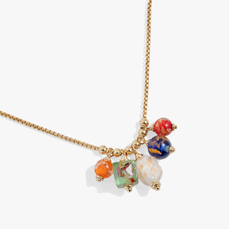 Women’s multi-stone necklaces-Murano Beads Slider Necklace