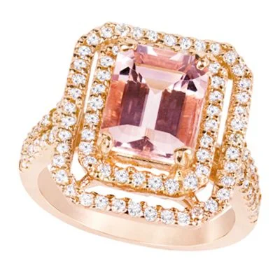 Women’s two-tone engagement rings-14k Morganite And Diamond Ring