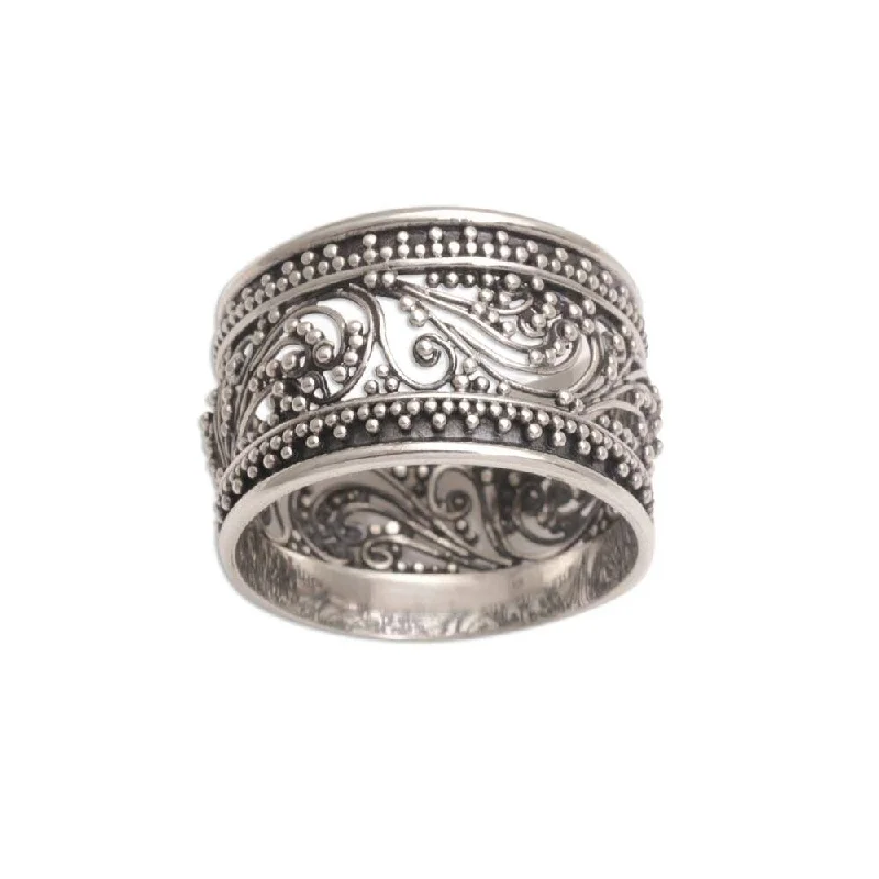 Women’s gemstone cocktail rings-NOVICA Merajan Majesty, Sterling silver band ring