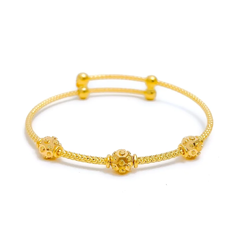 Women’s layered bracelets-Chic Dotted Orb 22k Gold Baby Bangle