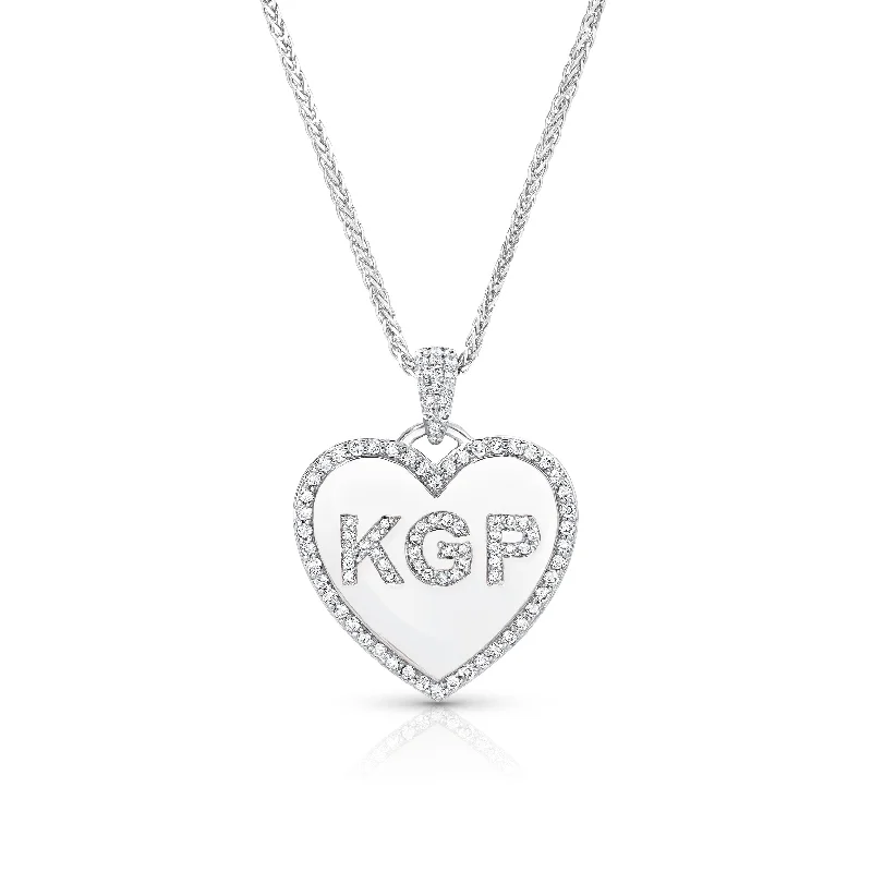 Women’s engraved charm necklaces-Monogram Heart Necklace