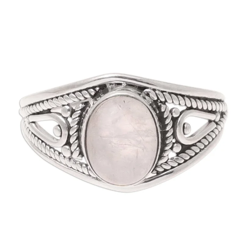 Women’s silver engagement rings-NOVICA Gleaming Appeal, Rainbow moonstone cocktail ring