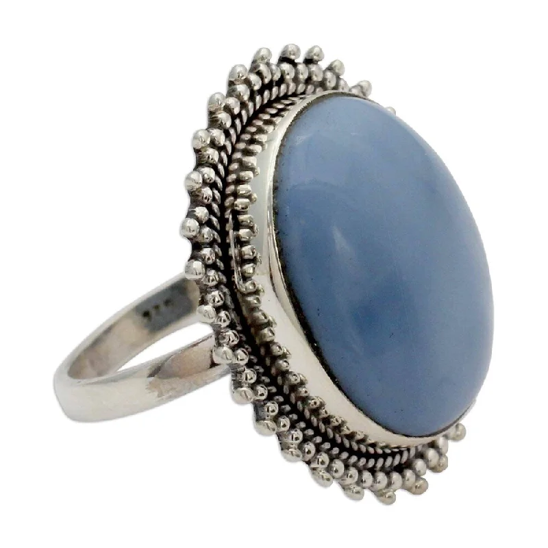 Women’s vintage style rings-NOVICA Handmade Sterling Silver Blue Opal Ring (India)