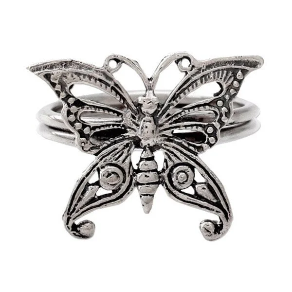 Women’s custom design rings-Handmade Sterling Silver 'Butterfly' Cocktail Ring (India)