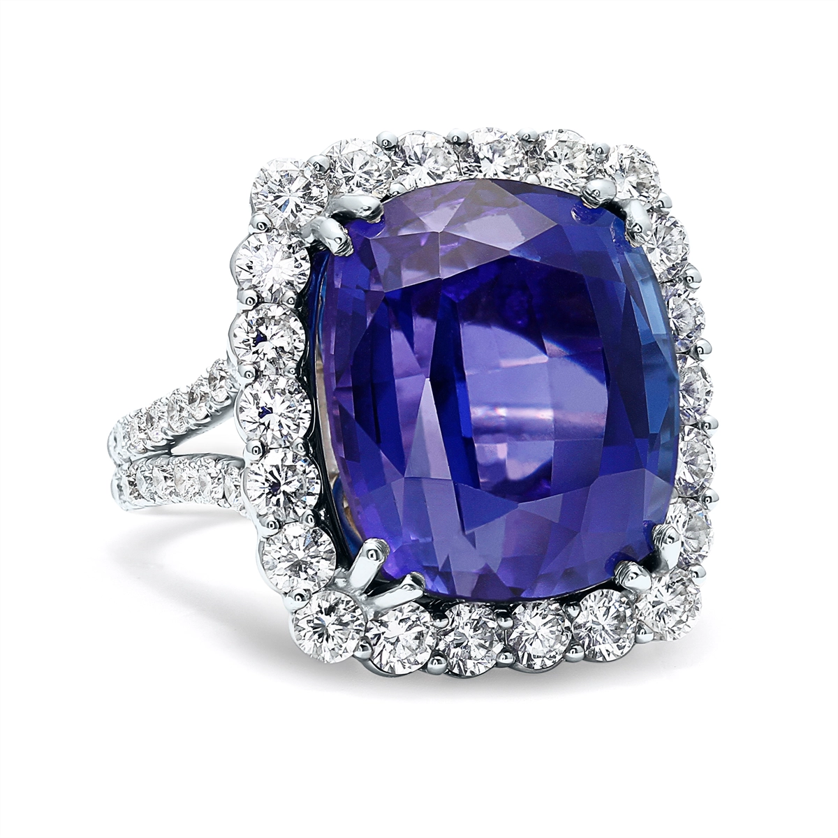 Women’s wedding ring sets-18K White Gold Tanzanite and Diamond Ring