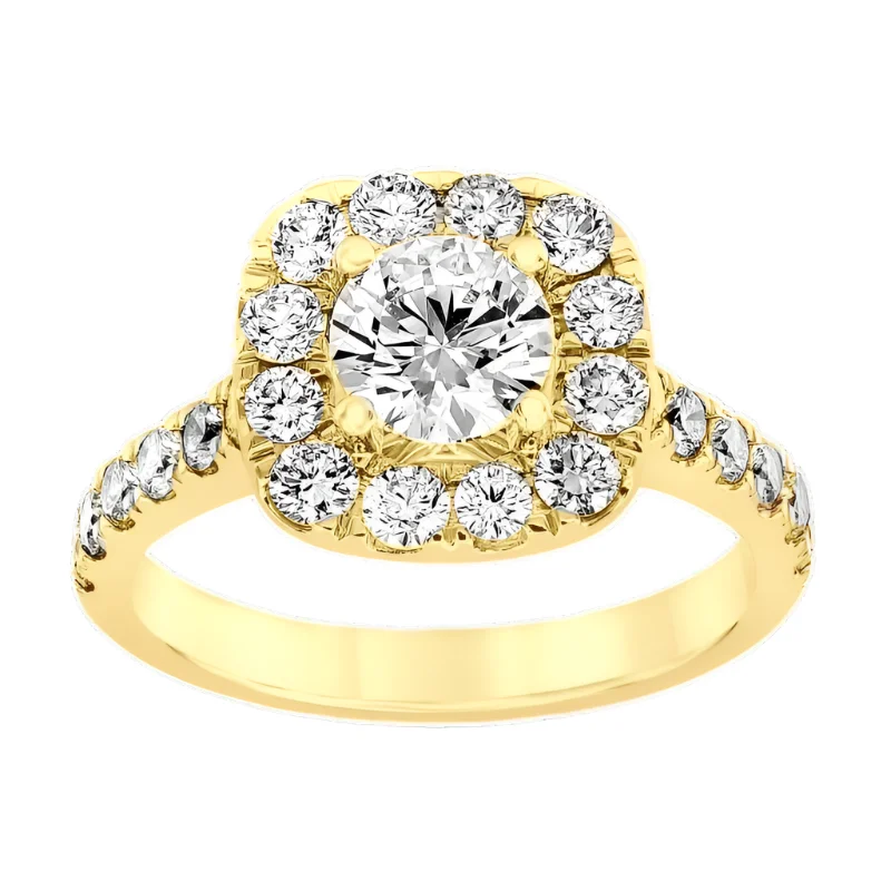 Women’s cushion halo engagement rings-1ctw Certified Lab Grown Diamond Halo Engagement Ring