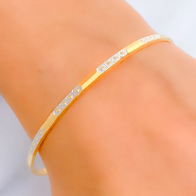 Women’s engraved bangles-Two-Tone Chic 22k Gold Bangle