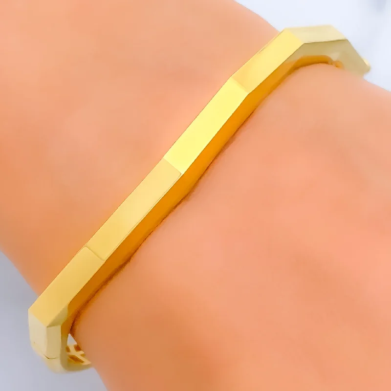 Women’s stackable bracelets-High Finish Contemporary 22k Gold Bangle Bracelet