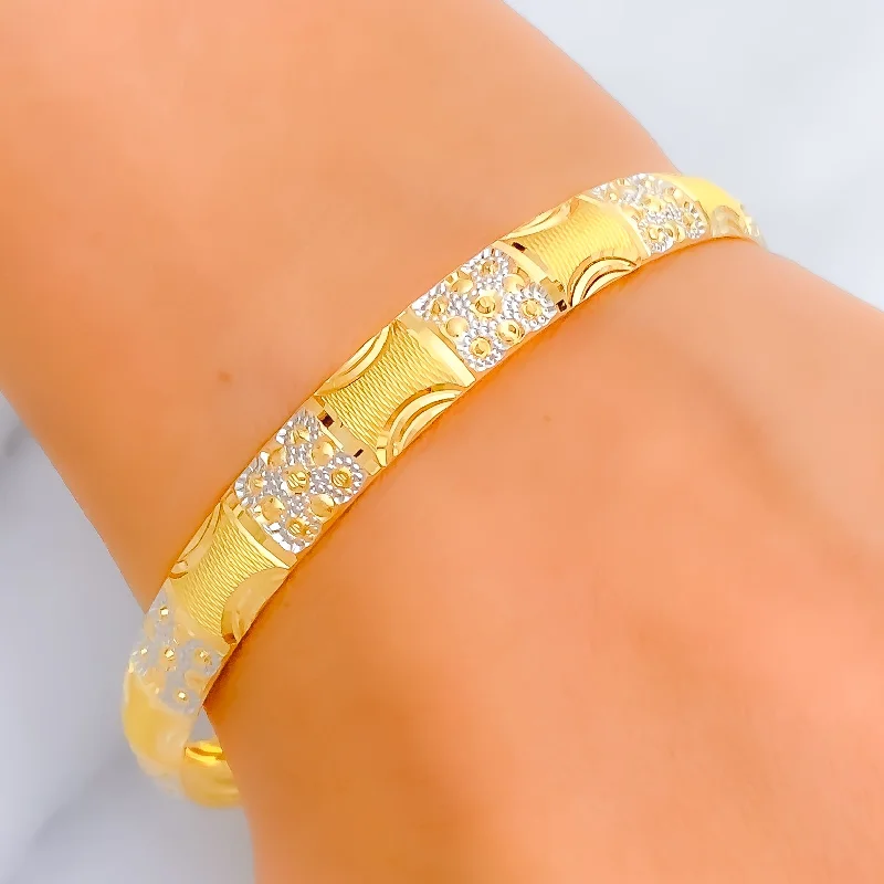 Women’s gemstone bracelets-Sleek Ethereal 22k Gold Bangle