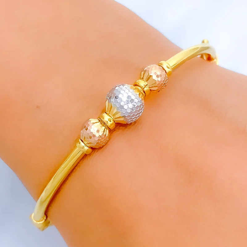 Women’s silver charm bracelets-Fancy Shimmering Disco Orb 22k Gold Bangle Bracelet