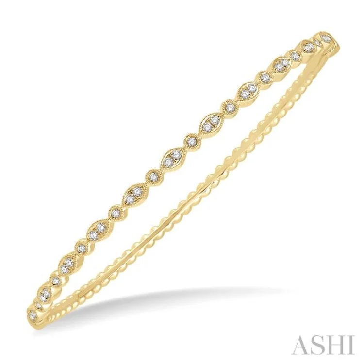 Women’s woven bracelets-3/8 Ctw Marquise & Round Mount Stackable Diamond Bangle in 14K Yellow Gold