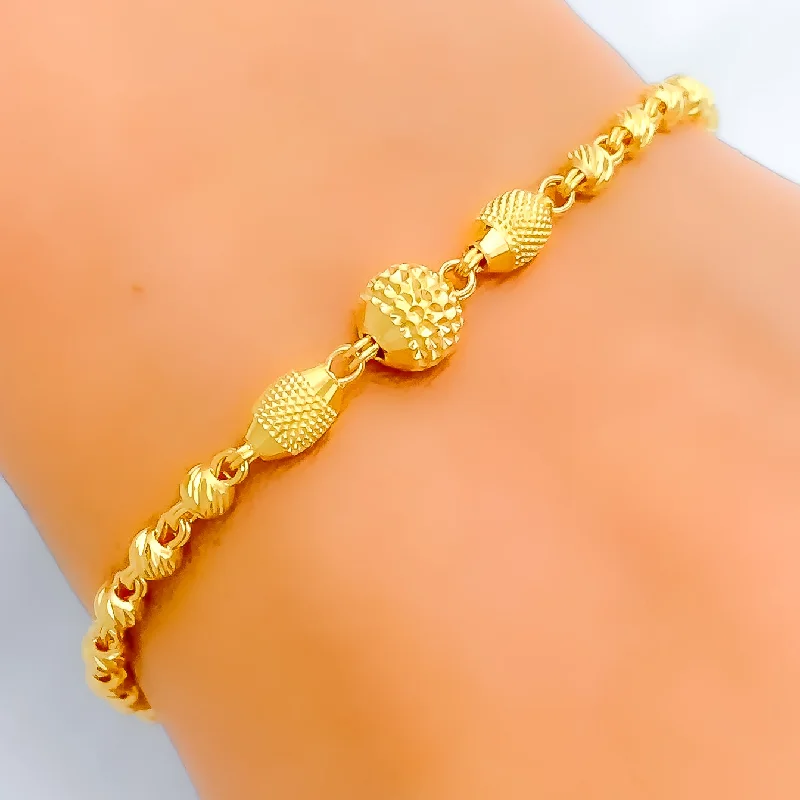 Women’s luxury bangle sets-Delicate Triple Orb 22k Gold Bracelet