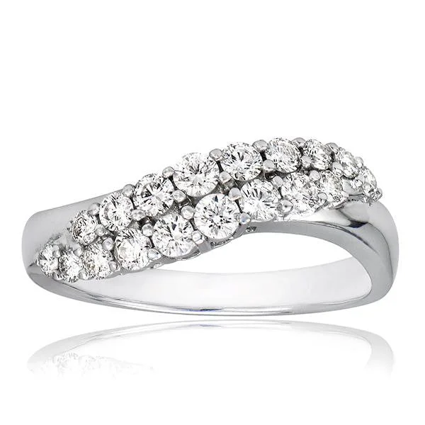 Women’s diamond engagement rings with baguette-"LADRG01049" Diamond Ring In 18k White Gold