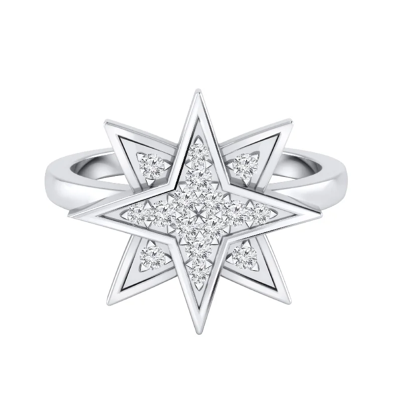 Women’s vintage style rings-Auriya 0.15ctw Cosmic Diamond Double Star Ring 14K Gold