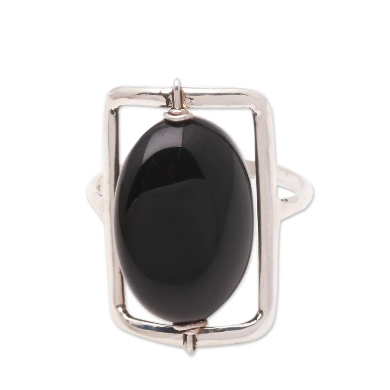 Women’s signet rings-NOVICA Deep Soul, Onyx single-stone ring