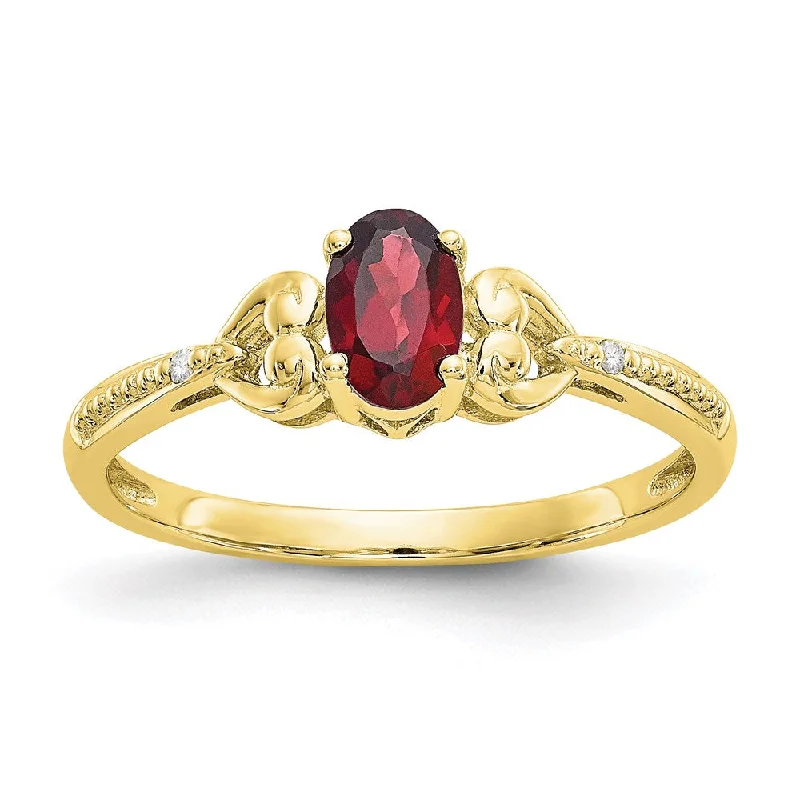 Women’s vintage-inspired engagement rings-10K Garnet and Diamond Ring-WBC-10XB274