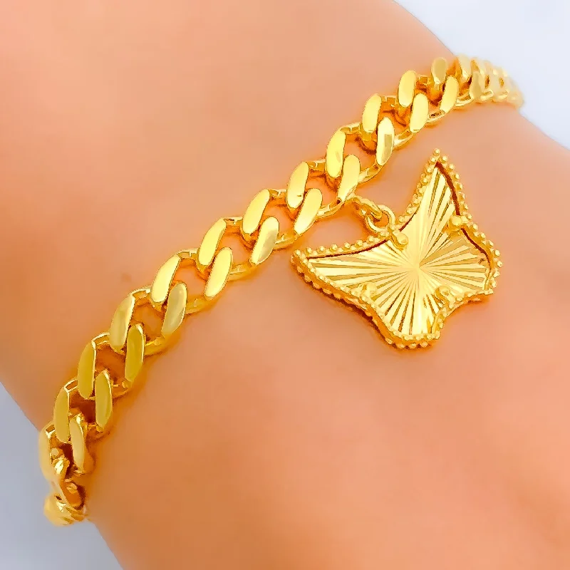 Women’s mixed metal bracelets-Beautiful Butterfly 21k Gold Bracelet